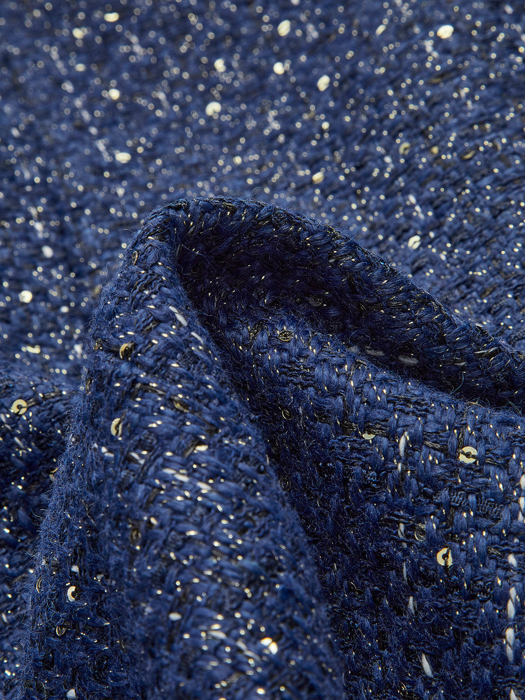 Damen Pailletten Knopf Gürtel Tweed Weste Elegant