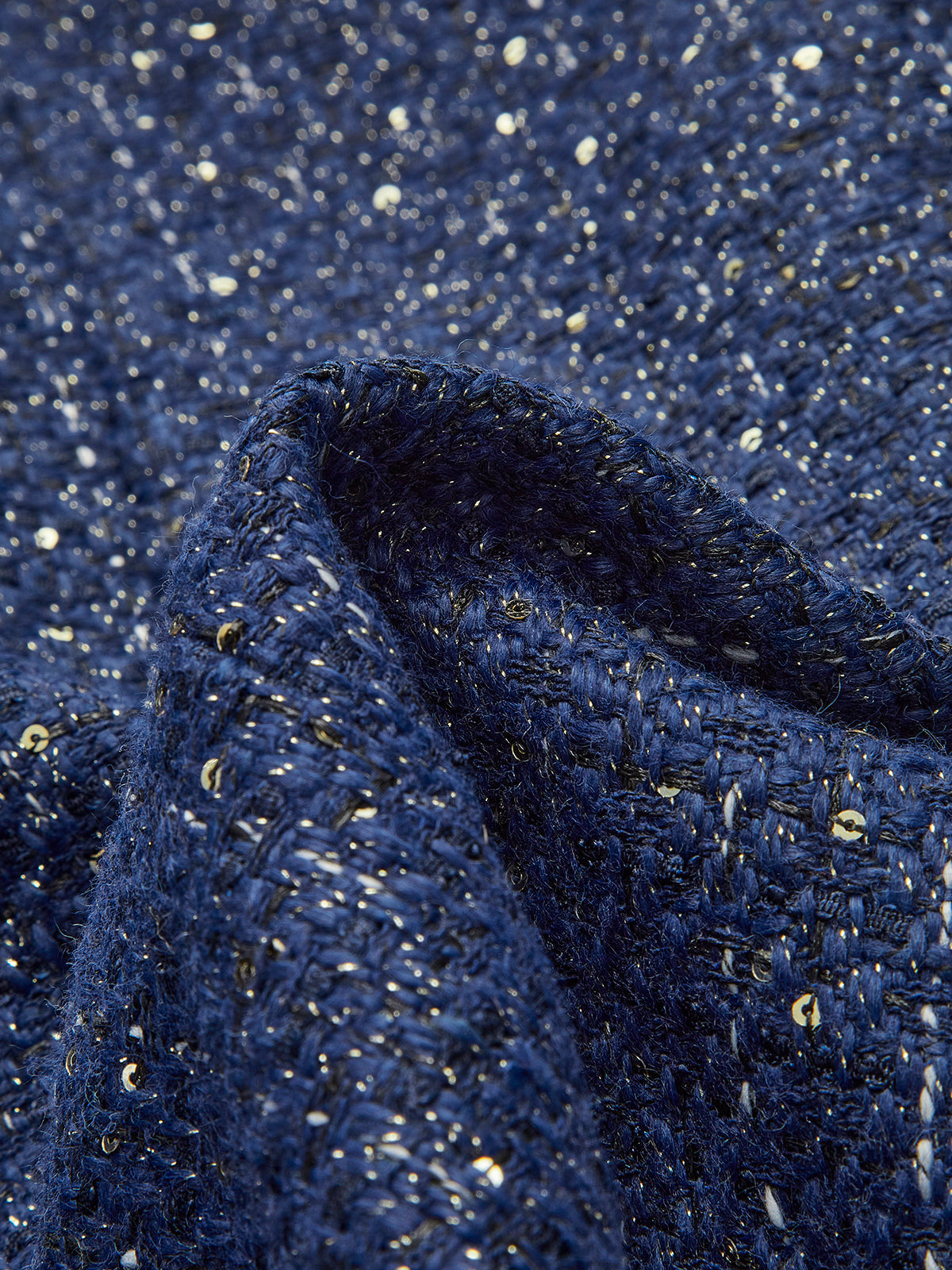 Fudus | Pailletten Knop Gürtel Tweed Weste