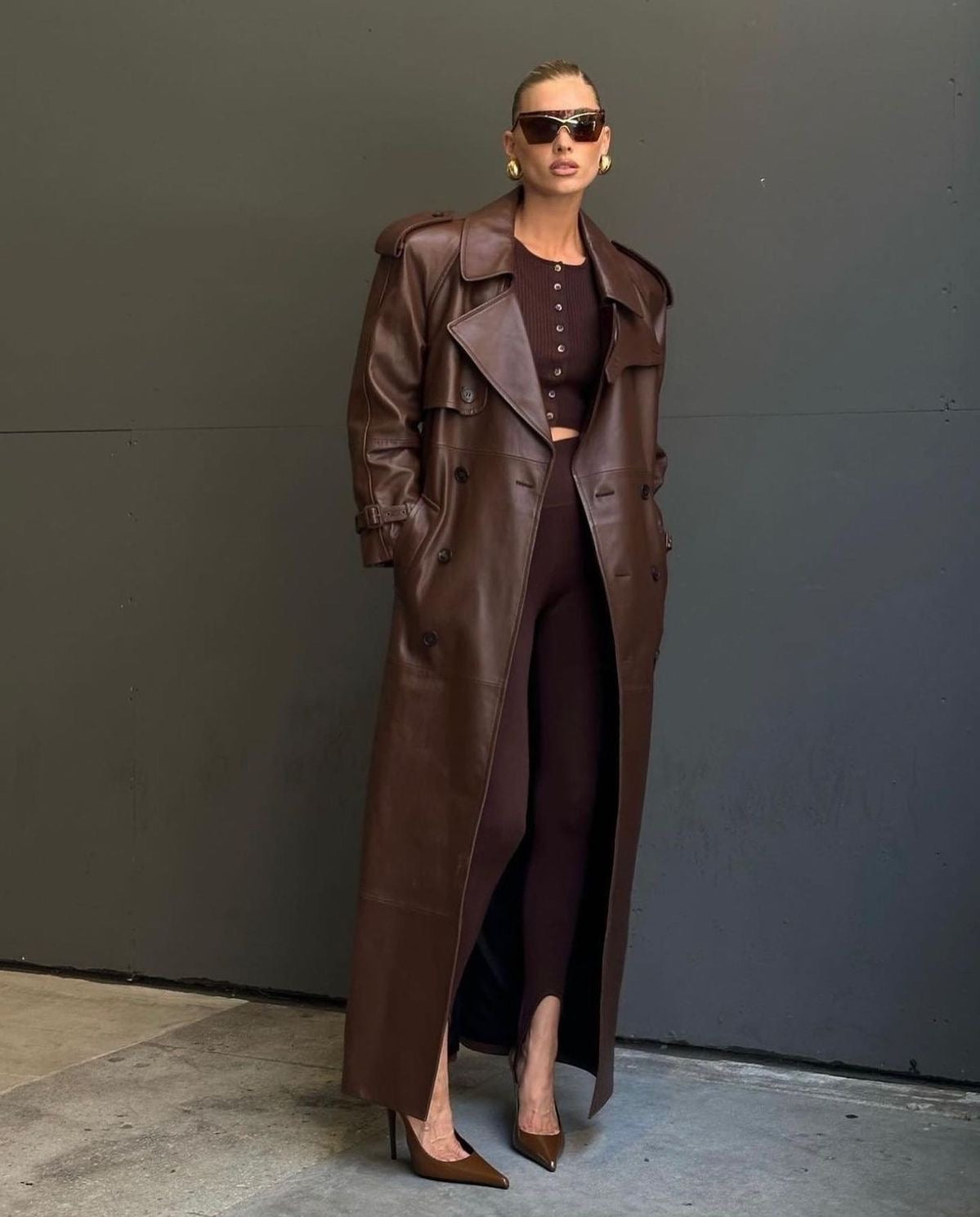 Fudus | Eleganter Leder Trenchcoat Herbst Chic