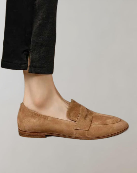 Damen Spitz Zulaufende Niedrig Geschnittene Wildleder Loafer Schuhe