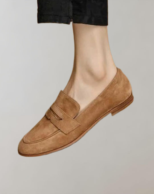 Damen Spitz Zulaufende Niedrig Geschnittene Wildleder Loafer Schuhe