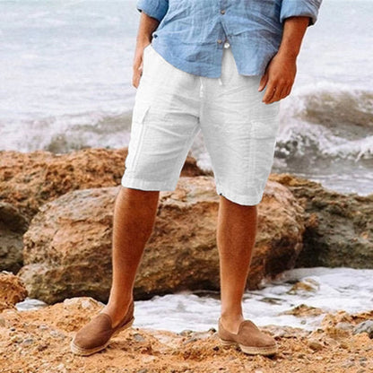 Fudus | Strandbereite Herren Leinen Shorts in Weiß