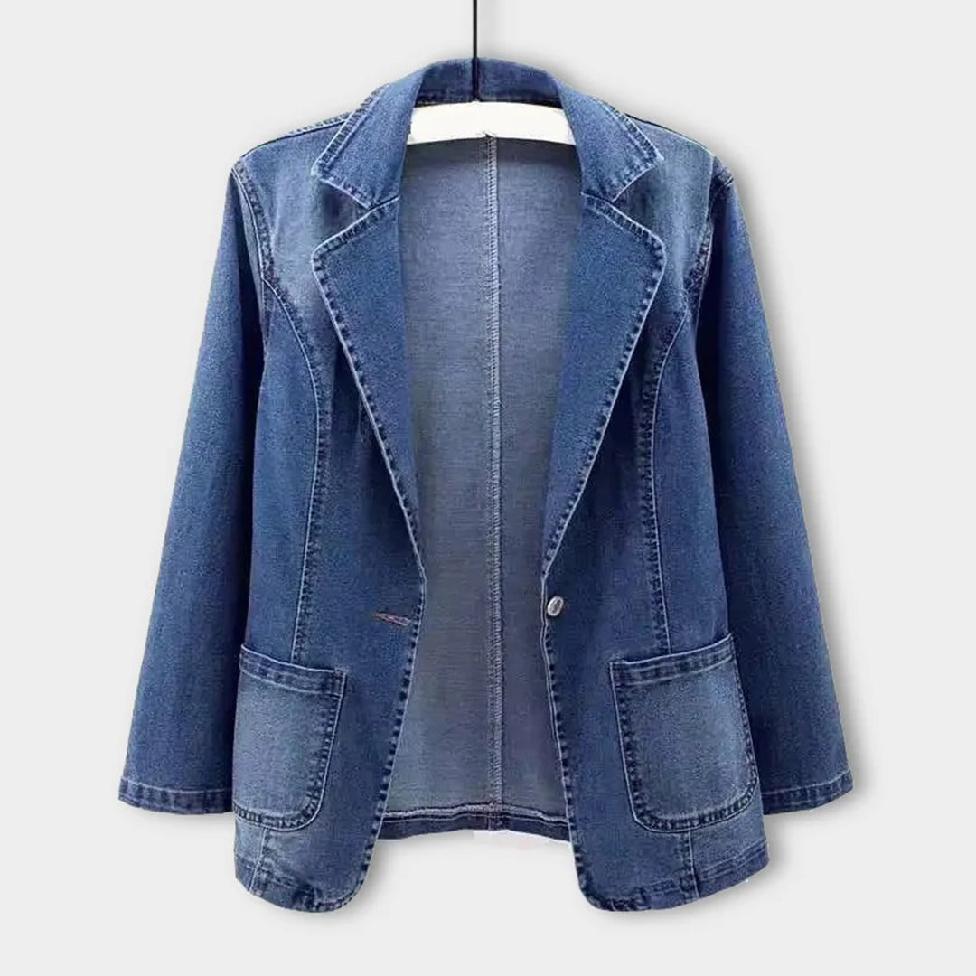 Damen Stylischer Denim Blazer Bequem Für Alltag