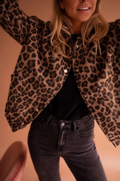Damen Bomberjacke Leopard
