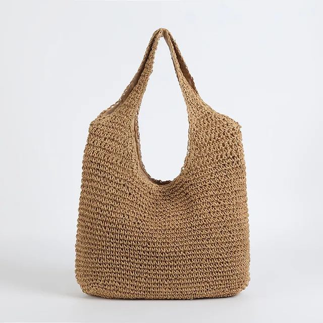 Damen Elegante Stroh Strandtasche
