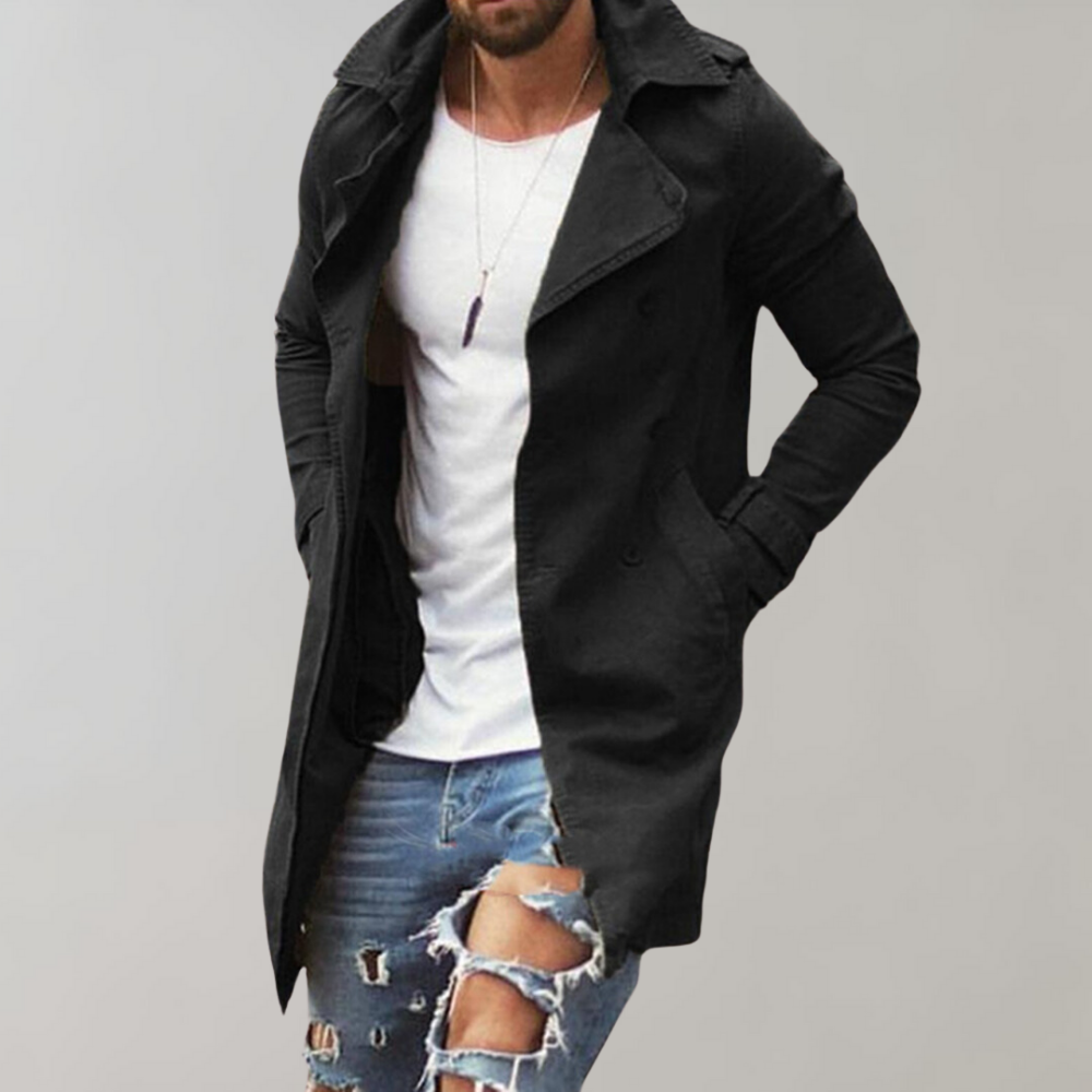 Herren Mittellange Jacke Mit Klassischem Schnitt