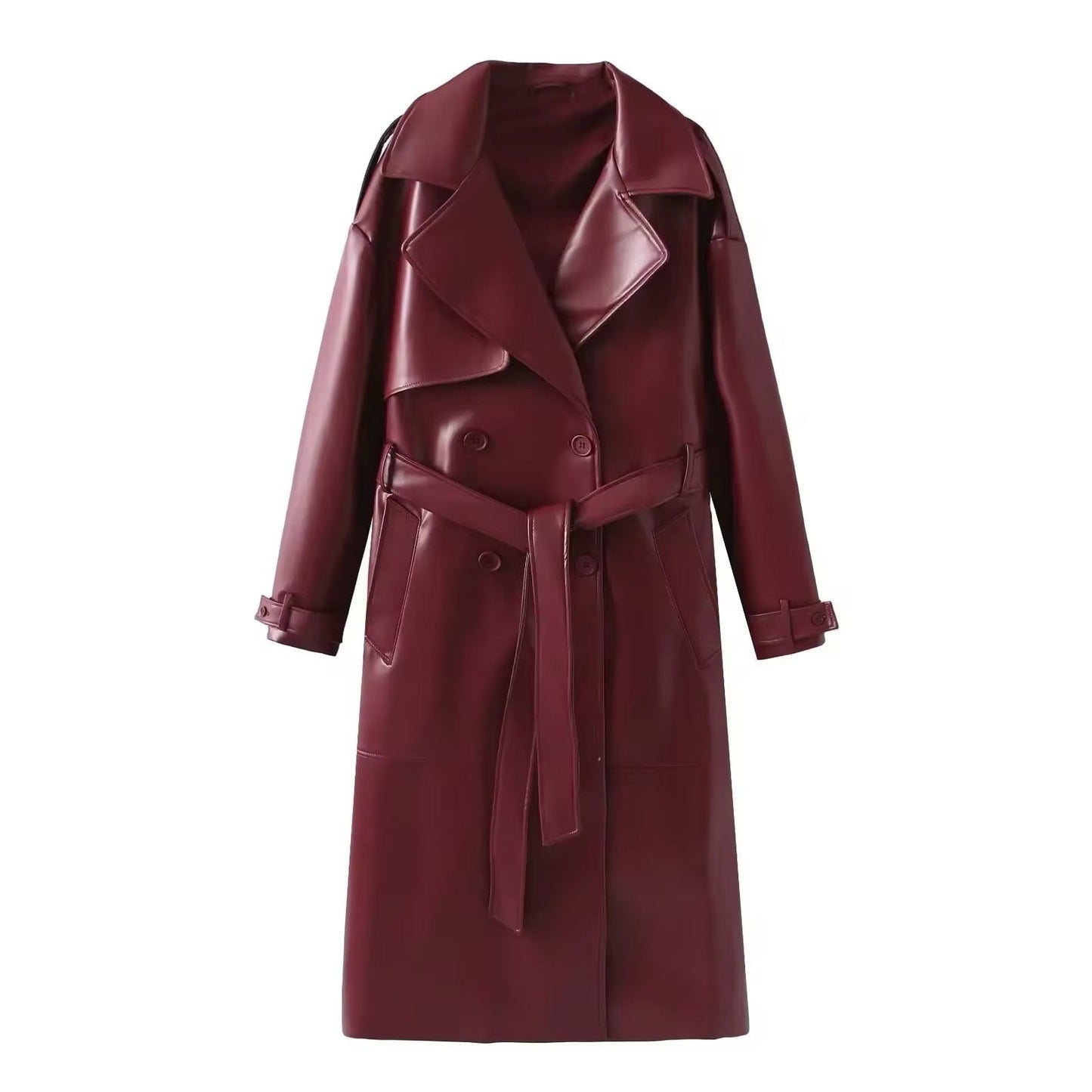 Fudus | Eleganter Leder Trenchcoat Herbst Chic