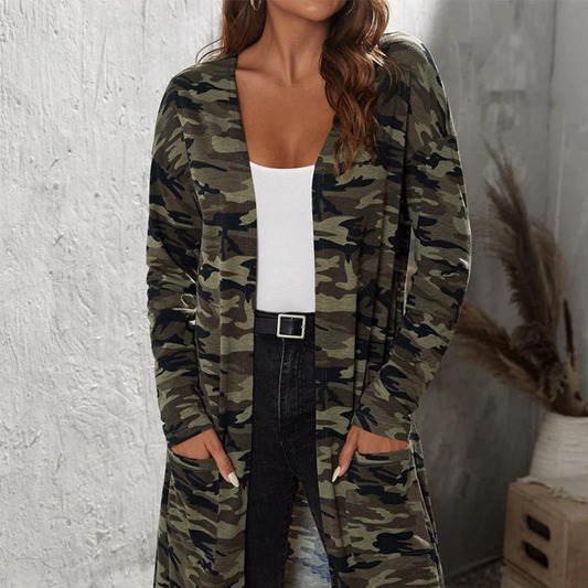 Damen Lange Tarnjacke Mit Praktischem Schnitt