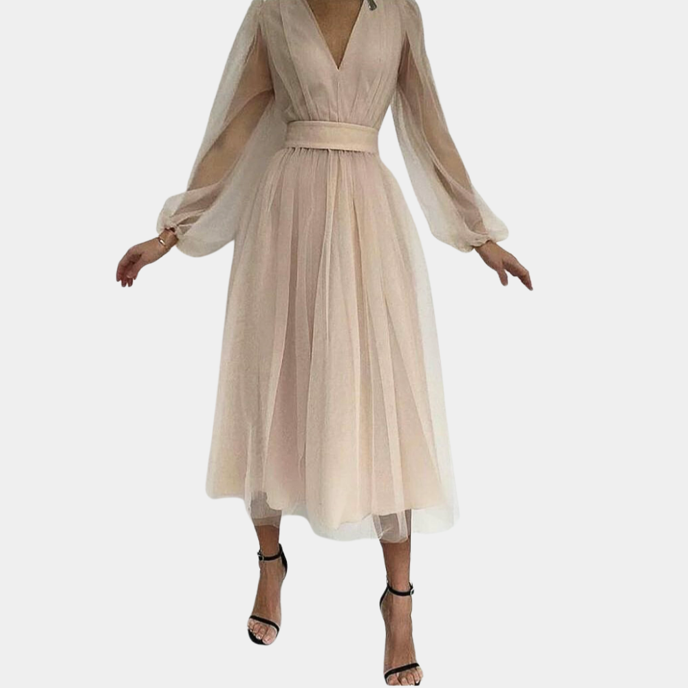 Damen Elegantes Midikleid aus Tüll