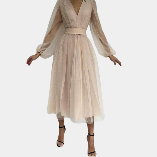 Damen Elegantes Midikleid aus Tüll