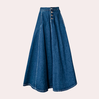 Damen Stilvoller Denim Maxirock Für Jeden Tag