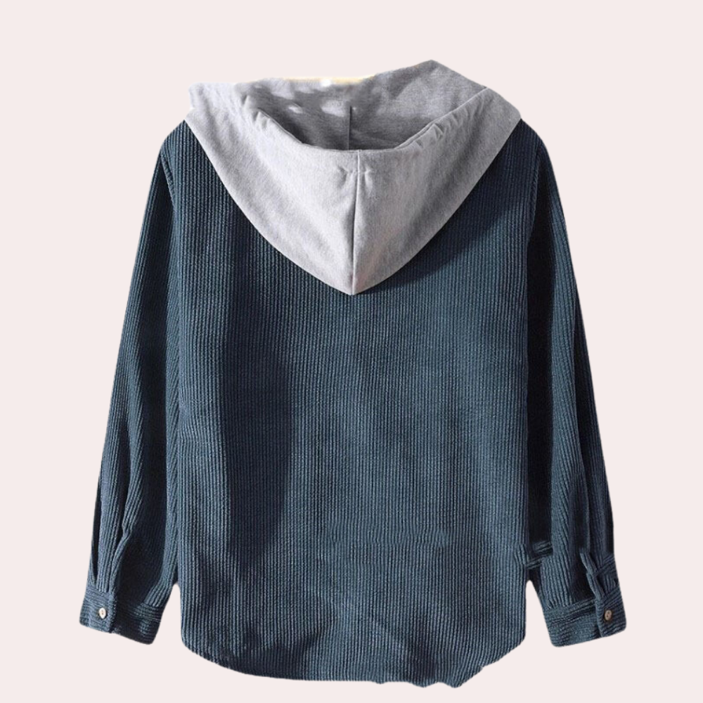 Herren Geknöpfte Cordjacke mit Kapuze