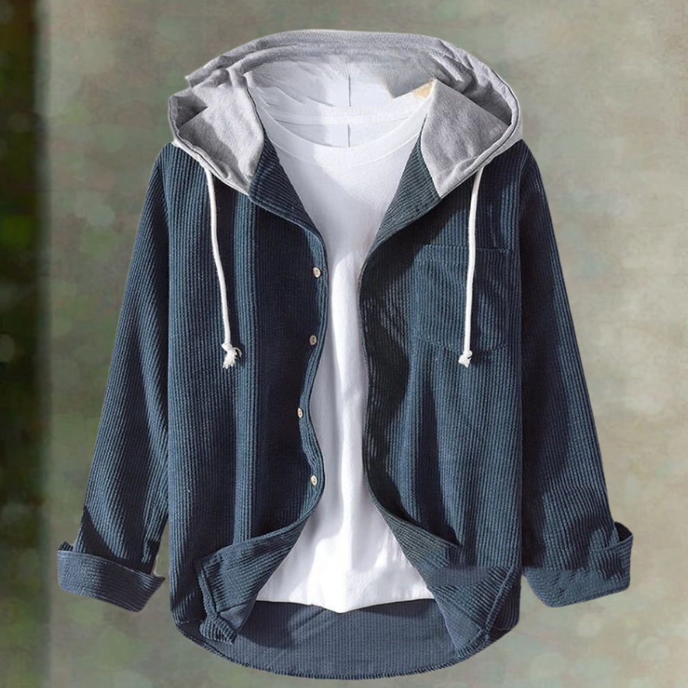 Herren Geknöpfte Cordjacke mit Kapuze