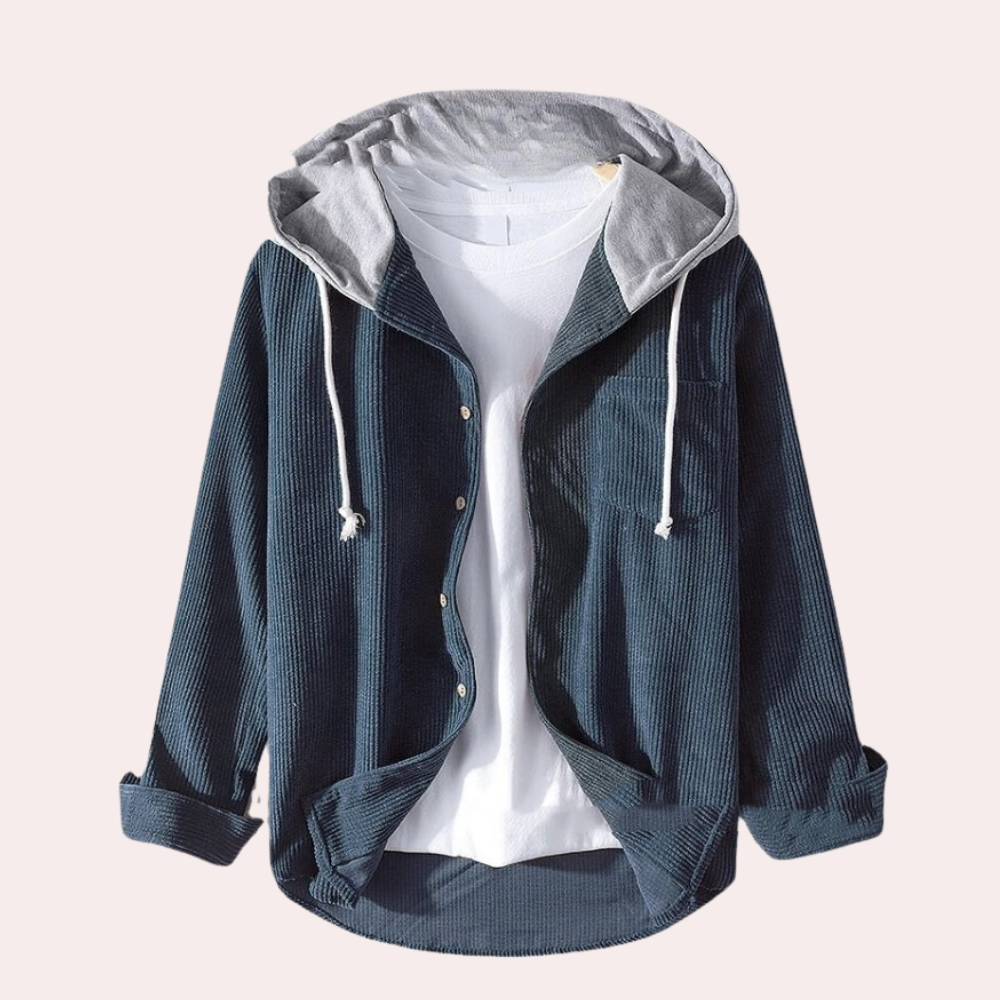 Herren Geknöpfte Cordjacke mit Kapuze