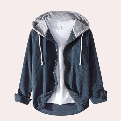 Herren Geknöpfte Cordjacke mit Kapuze