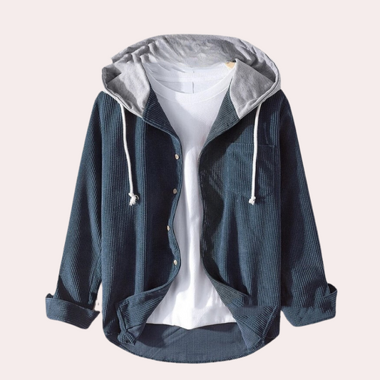 Herren Geknöpfte Cordjacke mit Kapuze