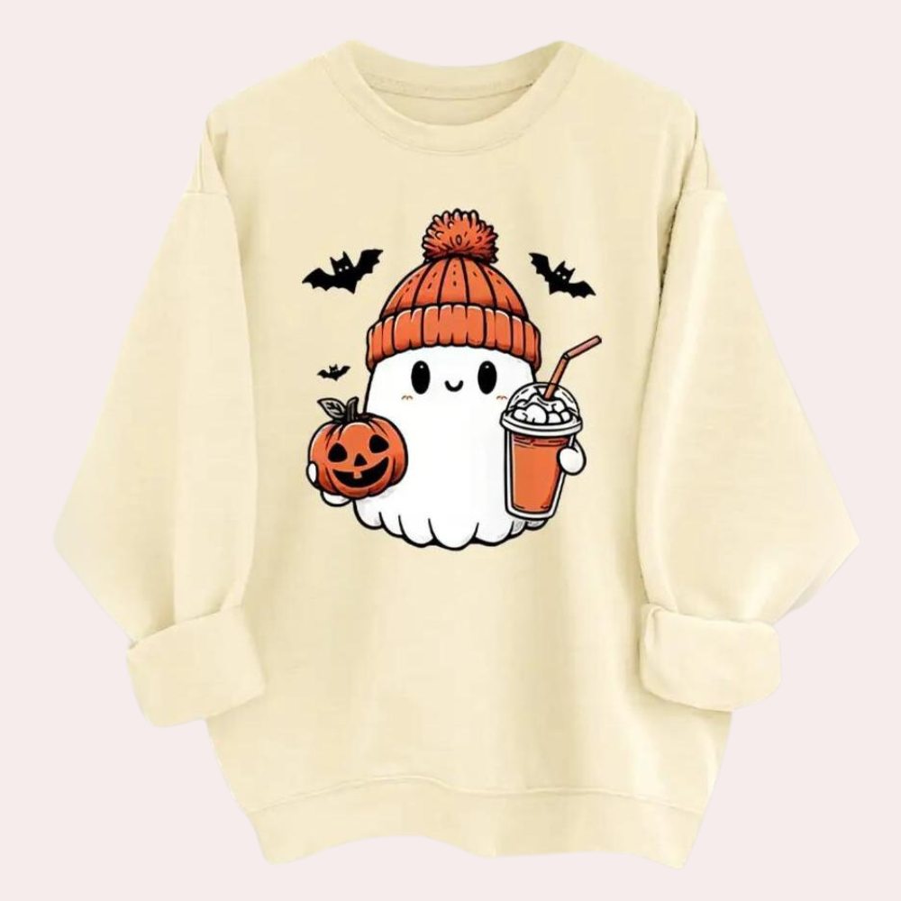 Damen Gemütliche Halloween-Sweatshirts mit Geisterdruck