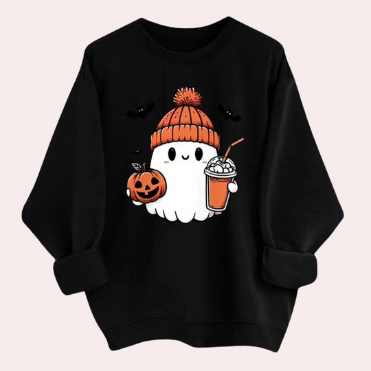 Damen Gemütliche Halloween-Sweatshirts mit Geisterdruck
