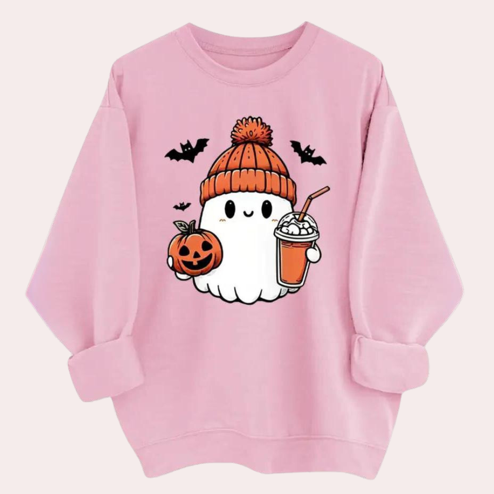 Damen Gemütliche Halloween-Sweatshirts mit Geisterdruck