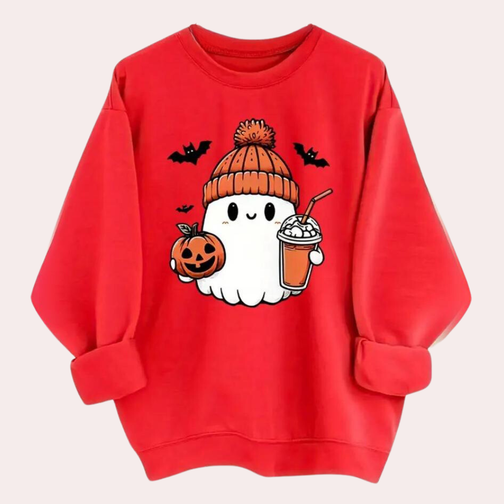 Damen Gemütliche Halloween-Sweatshirts mit Geisterdruck
