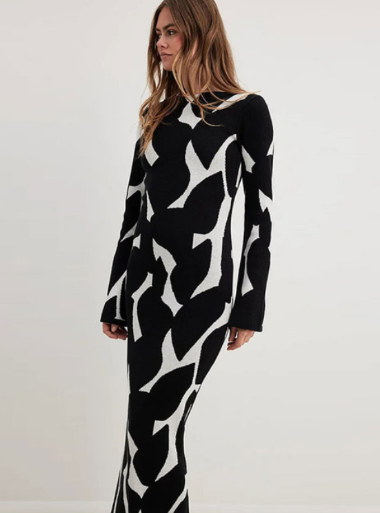 Fudus Damen Strickkleid - Langarm, Weich & Modisch Gemustert