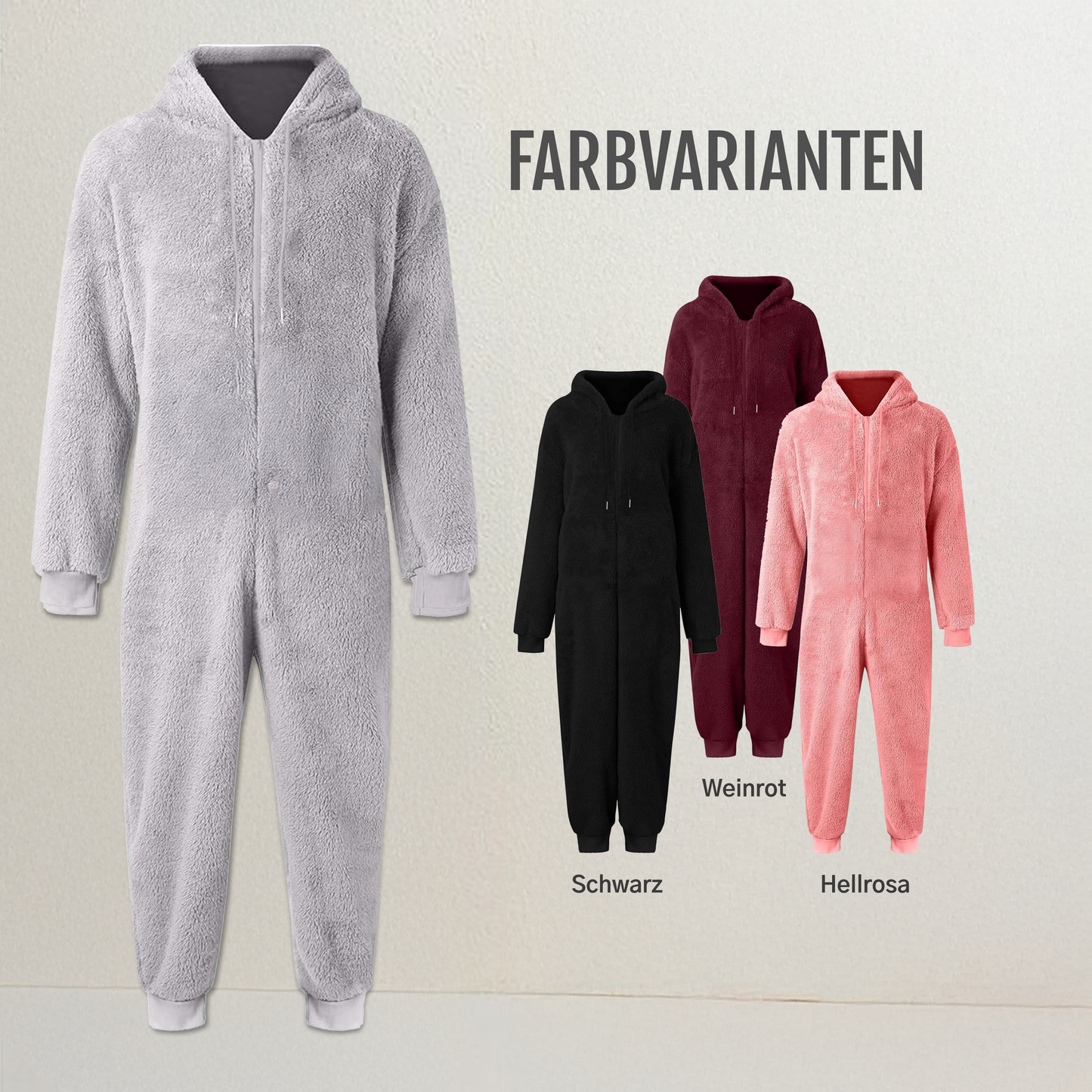 Fudus Fleece-Jumpsuit - Kuschelig & Wärmend mit Kapuze