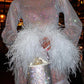 Mini Kleid Metallic Sheer Cuff Feder