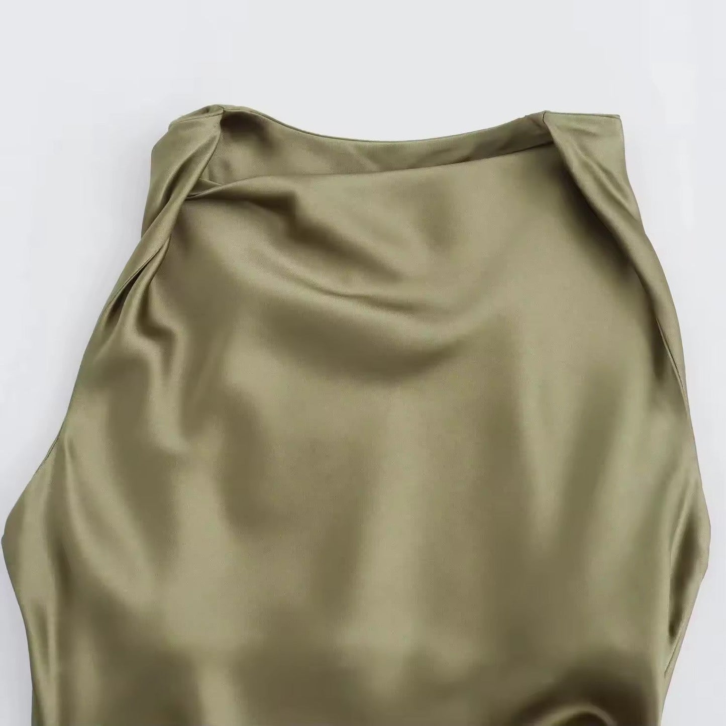 Maxikleid Satin Drapierung Elegant