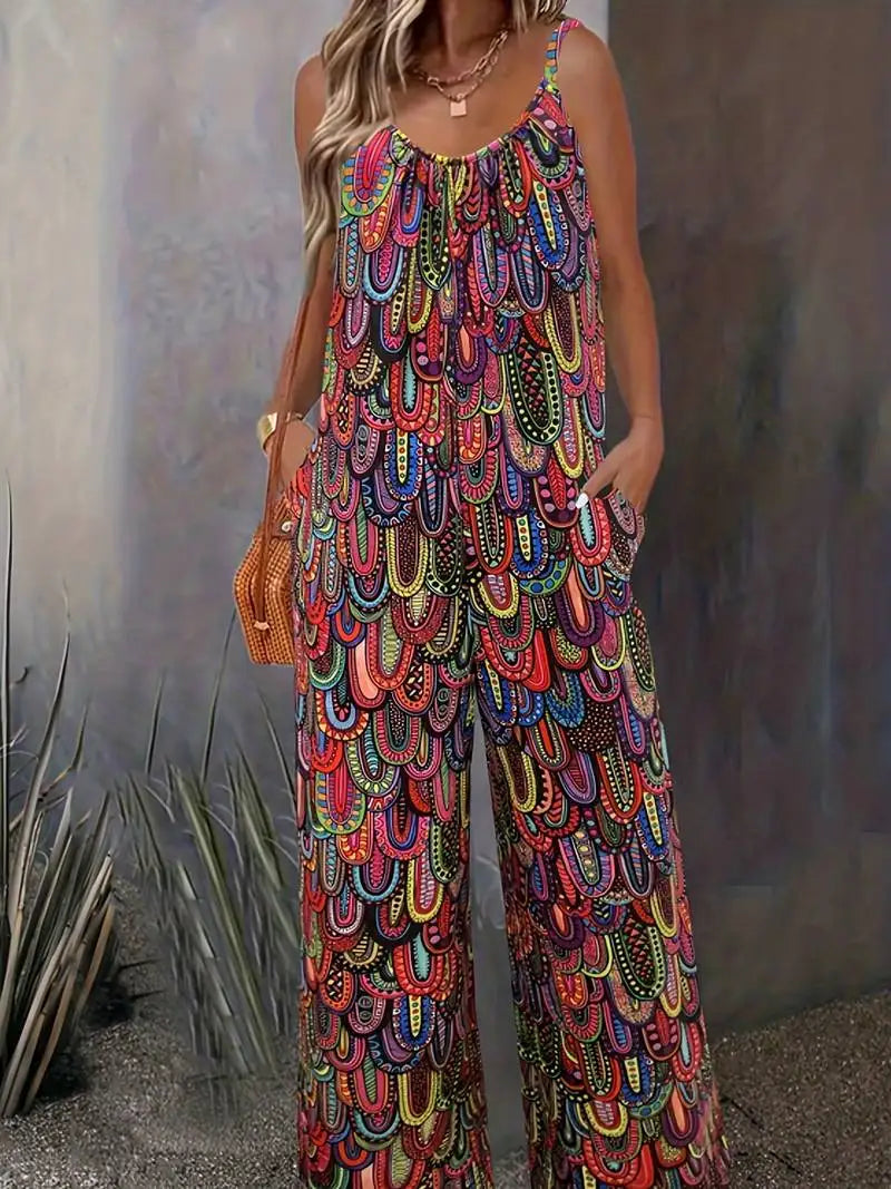 Fudus Print-Jumpsuit mit Bindeträgern - Alana