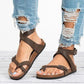 Sandalen Flach Schnallenriemen Verstellbar Sommer