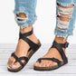 Sandalen Flach Schnallenriemen Verstellbar Sommer