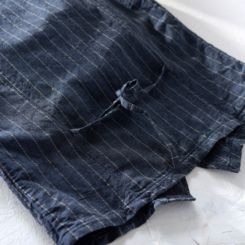 Herren Weste Gestreift Leinen-Look