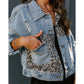 Fudus | Stilvolles Leopard Denim Jacke