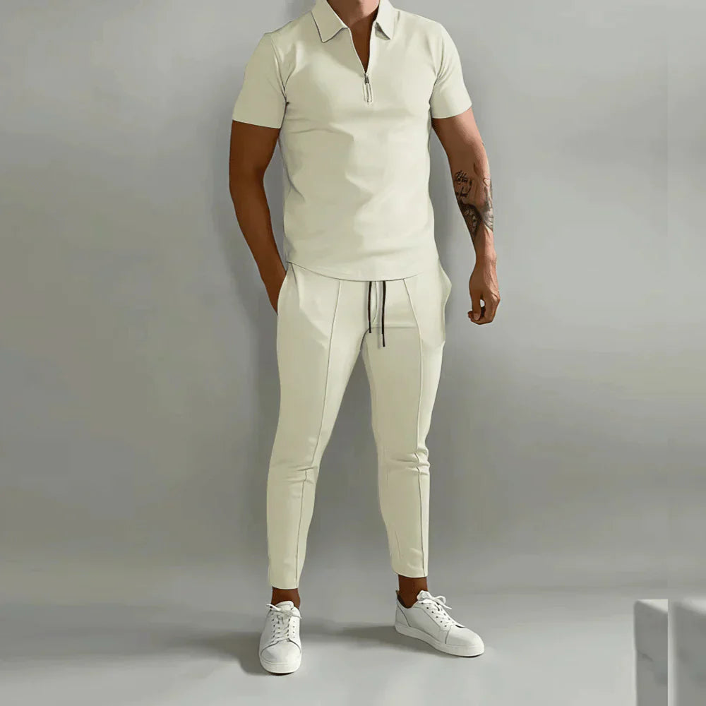 Herren Elegantes Set Bestehend Aus Polo Shirt und Eleganter Hose