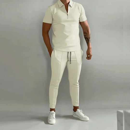 Herren Elegantes Set Bestehend Aus Polo Shirt und Eleganter Hose