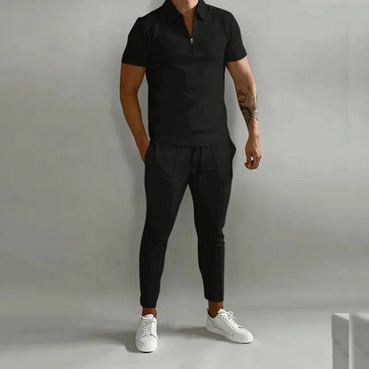 Herren Elegantes Set Bestehend Aus Polo Shirt und Eleganter Hose
