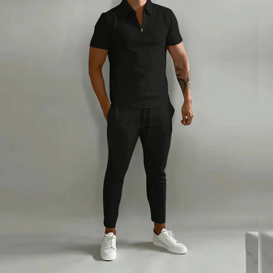 Herren Elegantes Set Bestehend Aus Polo Shirt und Eleganter Hose