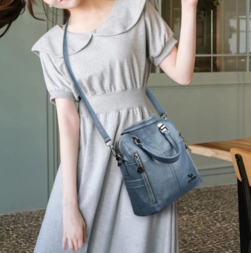 Damen Diebstahlsichere Leder Multifunktionstasche