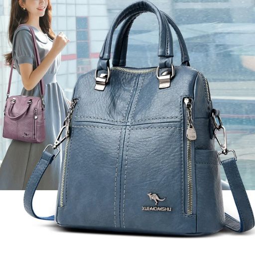 Damen Diebstahlsichere Leder Multifunktionstasche