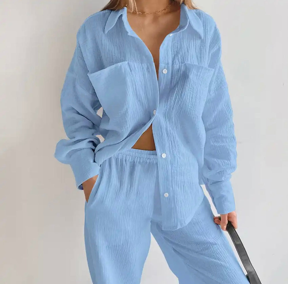 Damen Musselin Zweiteiler