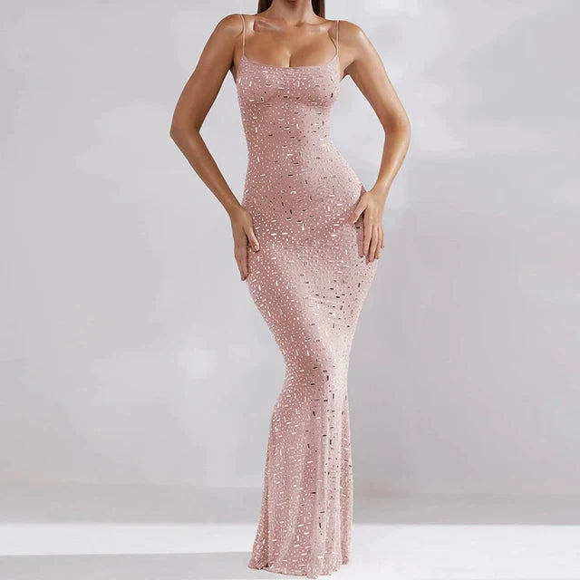 Maxikleid Abschlussball Figurbetont Glitzer