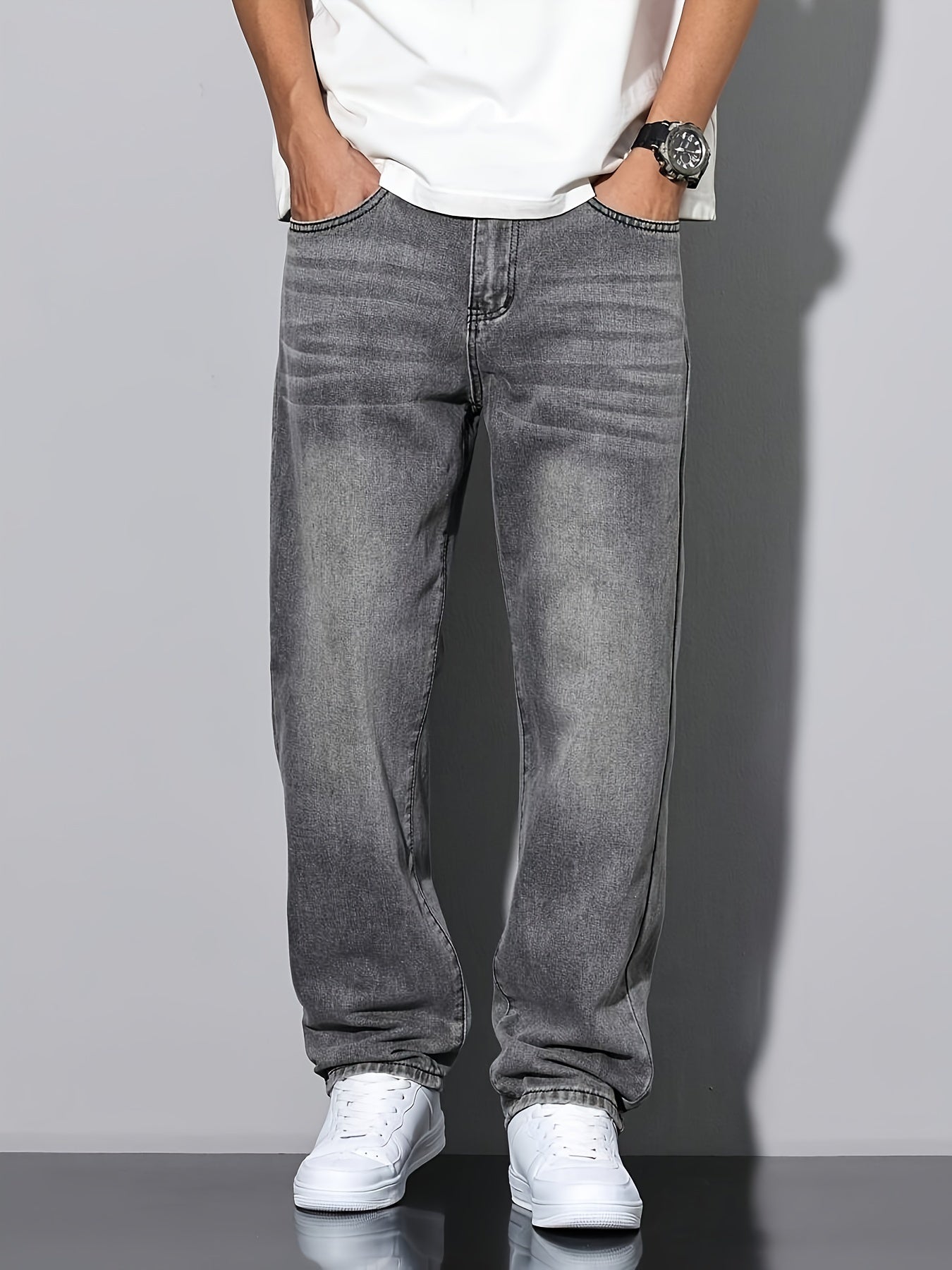 Jeans Lässig Loose Fit Straight Leg