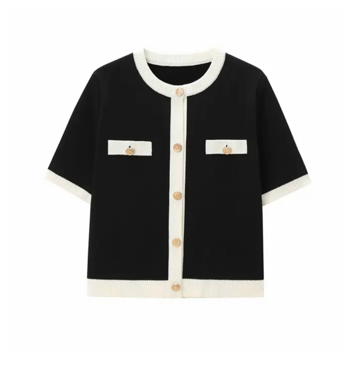 Damen Elegante Strickjacke Mit Kurzen Ärmeln