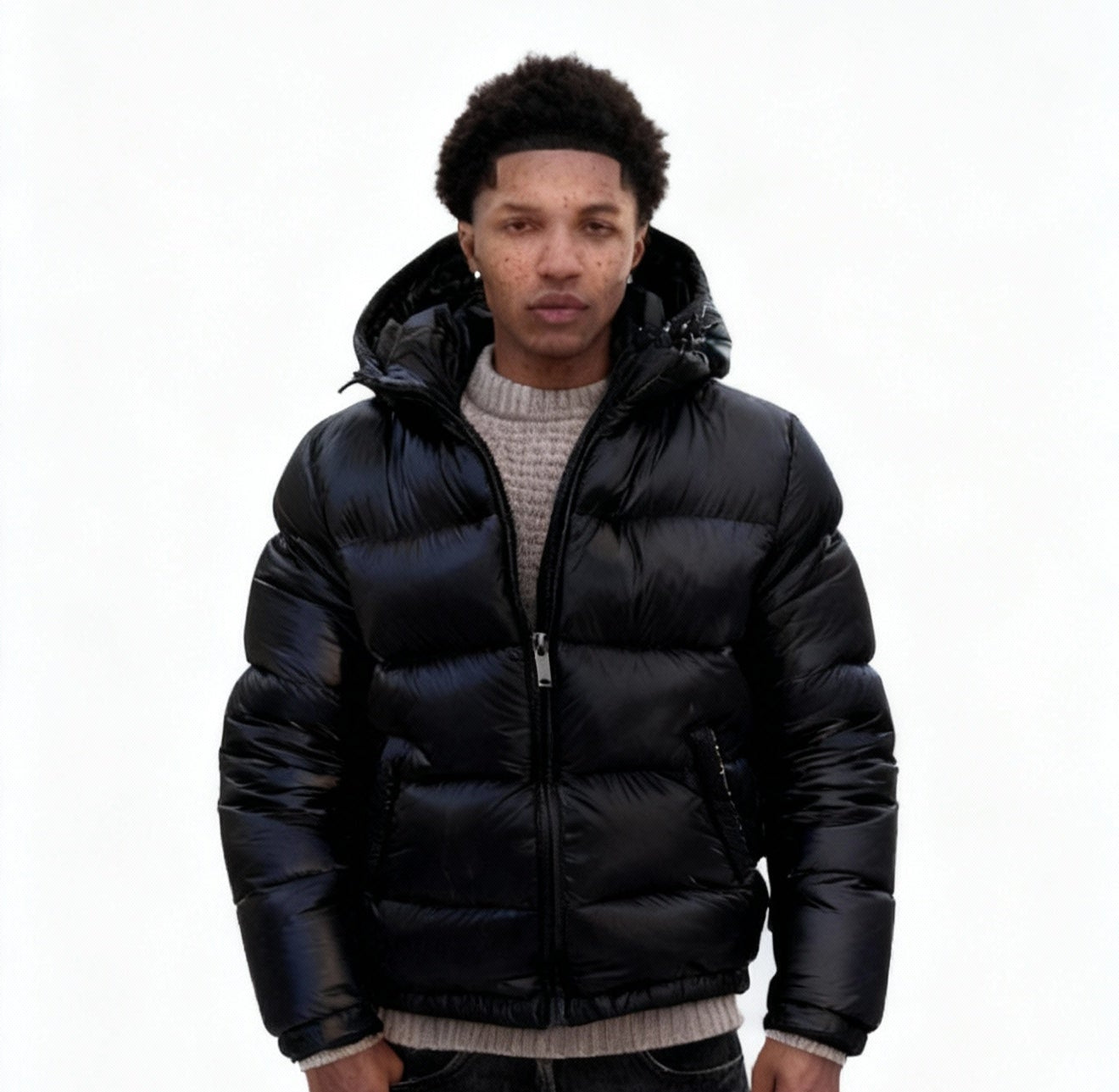 Herren Hochwertige Warme Daunenjacke Glänzender Puffer