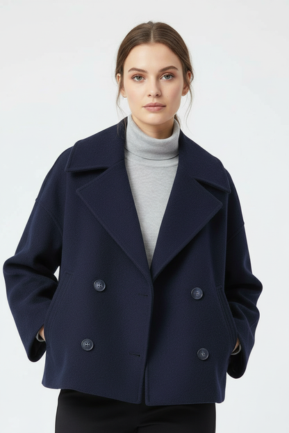 Feine Kurzschnitt Zweireiher Komfortstil Damen Kurzjacke