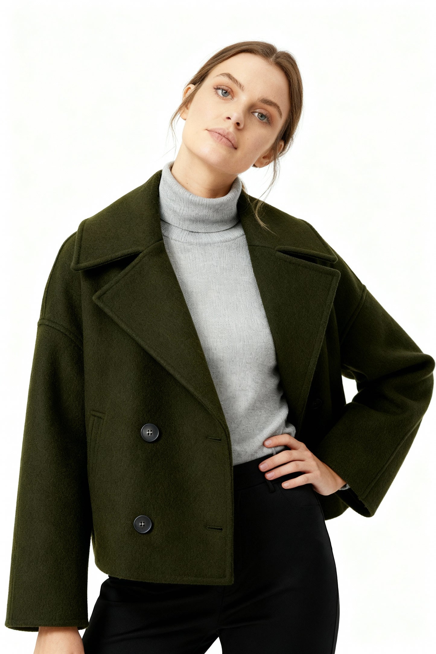 Feine Kurzschnitt Zweireiher Komfortstil Damen Kurzjacke