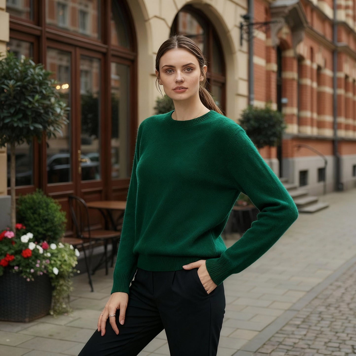 Weicher Premium Strickmode Klassischer Kaschmir Rundhals Pullover