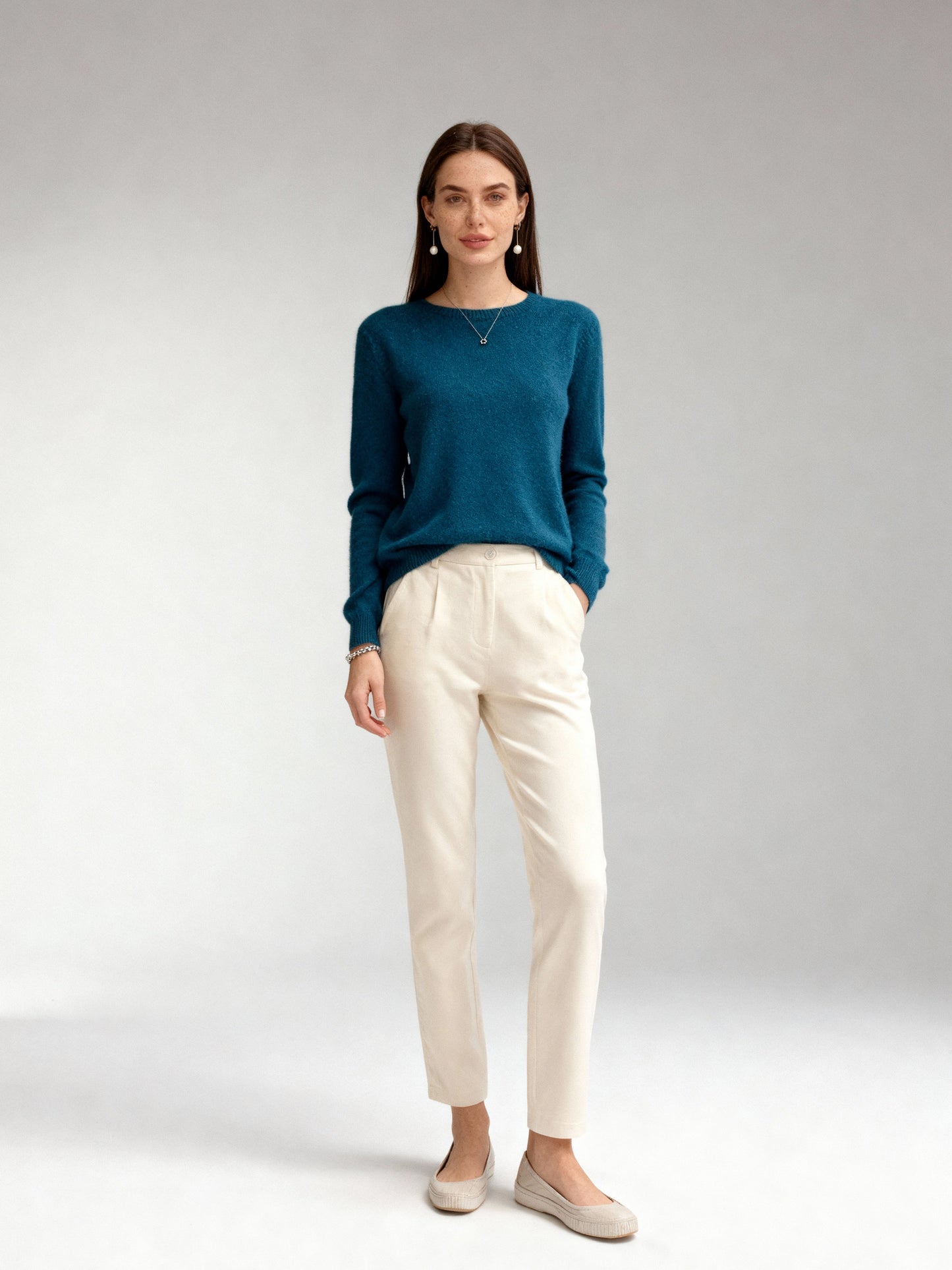 Fudus | Eleganter Weichstrick Damen Klassik-Pullover Rundhals