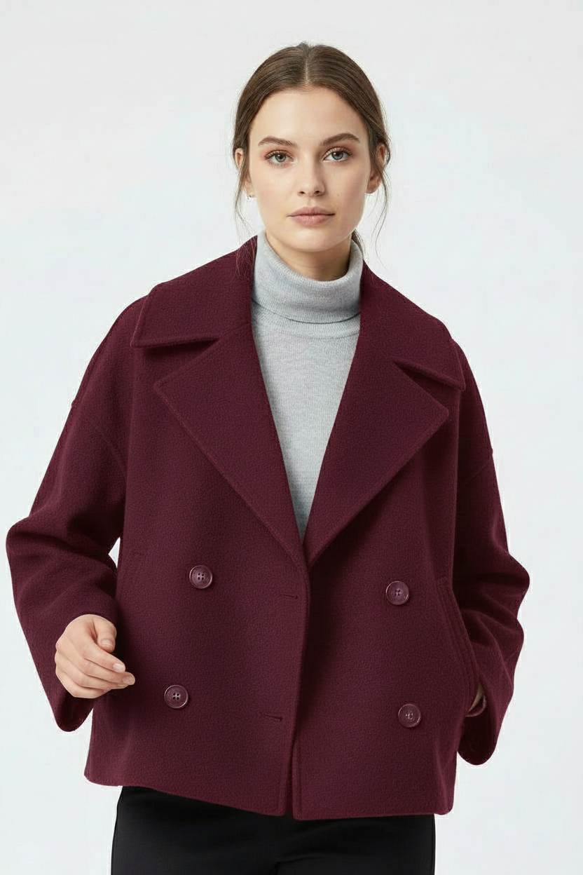Feine Kurzschnitt Zweireiher Komfortstil Damen Kurzjacke