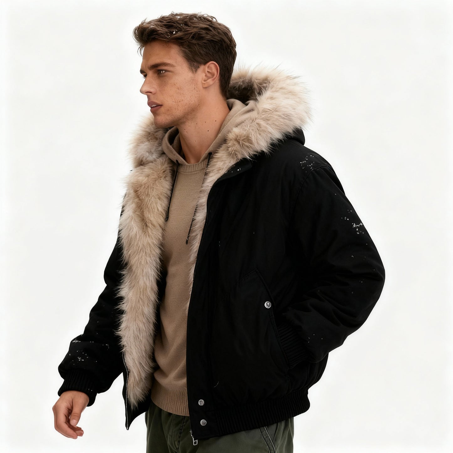 Thermo Wintermode Stilvolle Gefütterte Abnehmbare Fellkragen Sport Damen Winterjacke